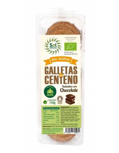 Galleta Centeno Baðada Chocolate Bio 170 G de Solnatural