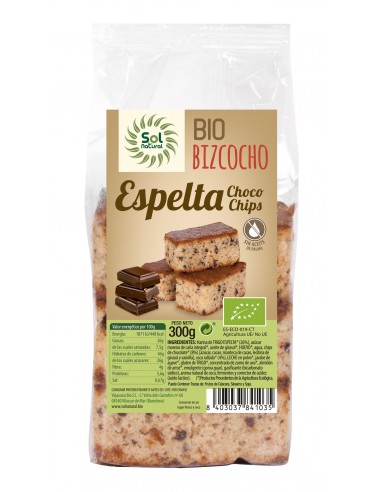 Bizcocho De Espelta Chips Chocolate Bio 300 G de Solnatural