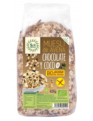 Muesli De Avena Coco-Chocolate S/G Bio 425 G de Solnatural