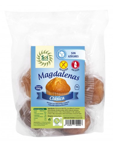 Magdalenas S/G Clasica S/Azucar 5/U 190 G de Solnatural