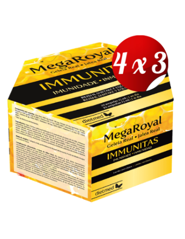 Pack 4x3 uds Megaroyal Immunitas  20 X 15 Ml Ampollas De Dietmed