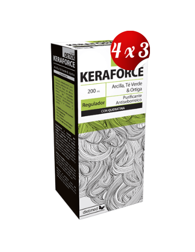 Pack 4x3 uds Keraforce Detox Champú 200 Ml De Dietmed