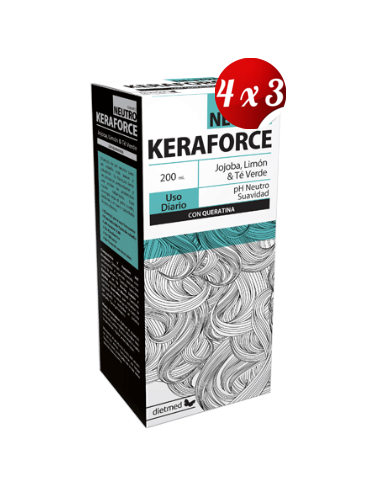 Pack 4x3 uds Keraforce Neutro Champú 200 Ml De Dietmed