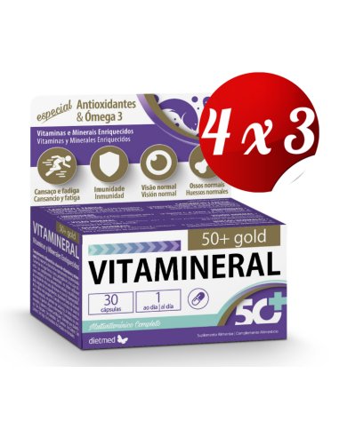 Pack 4x3 uds Vitamineral 50+ Gold  30 Capsulas De Dietmed