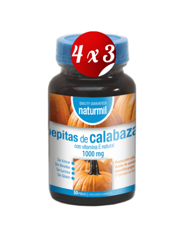 Pack 4x3 uds Calabaza (Pepitas) 1000 Mg Perlas 30 Capsulas De Dietmed