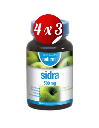 Pack 4x3 uds Sidra (Vinagre De Manzana) 500 Mg  45 Capsulas De Dietmed