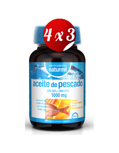 Pack 4x3 uds Aceite De Pescado Ómega 3 1000 Mg 35/25 Perlas 60 Capsulas De Dietmed