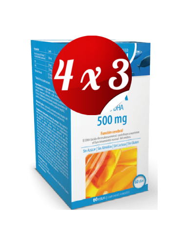 Pack 4x3 uds Dha 500 Mg  Perlas  60 Capsulas De Dietmed