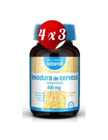 Pack 4x3 uds Levadura De Cerveza 400 Mg  180 Comprimidos De Dietmed