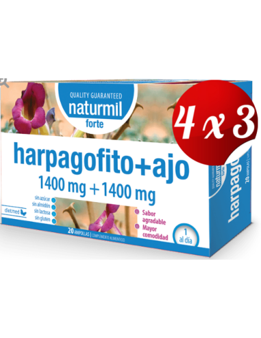 Pack 4x3 uds Harpago 1400 Mg+ Ajo 1400 Mg Forte 20 X 15 Ml Ampollas De Dietmed