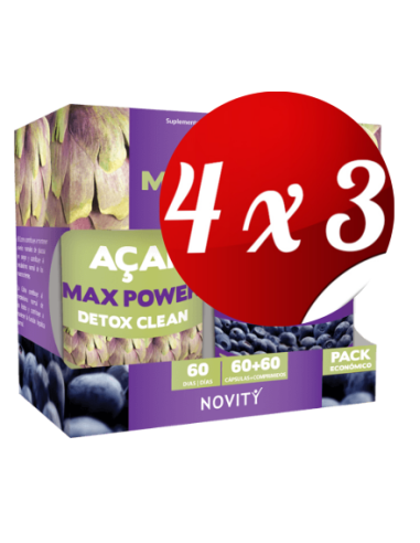 Pack 4x3 uds Açaí Max Power 60 capsulas + 60 Comprimidos De Dietmed