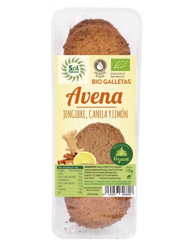 Galletas De Avena Jengibre Canela-Limón 175 Gramos  Sol Natural