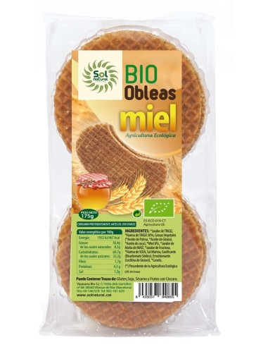 Obleas Con Miel Bio 175 Gramos  Sol Natural