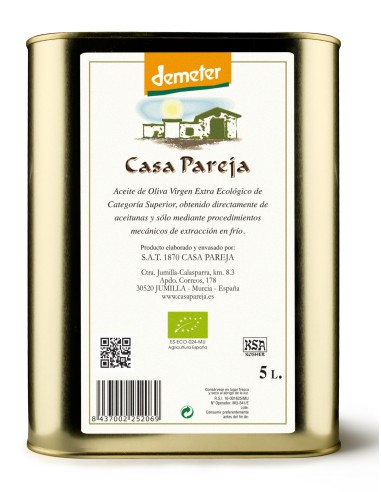 Aceite De Oliva Lata Bio Demeter 5 L de Casa Pareja