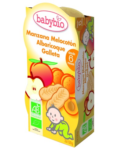 Babybio Manzana Melocoton Galleta 2 X 120 Gr de Babybio