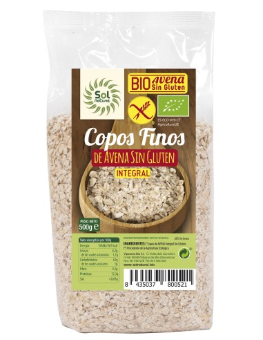 Copos De Avena Finos Sin Gluten Bio 500 Gramos  Sol Natural