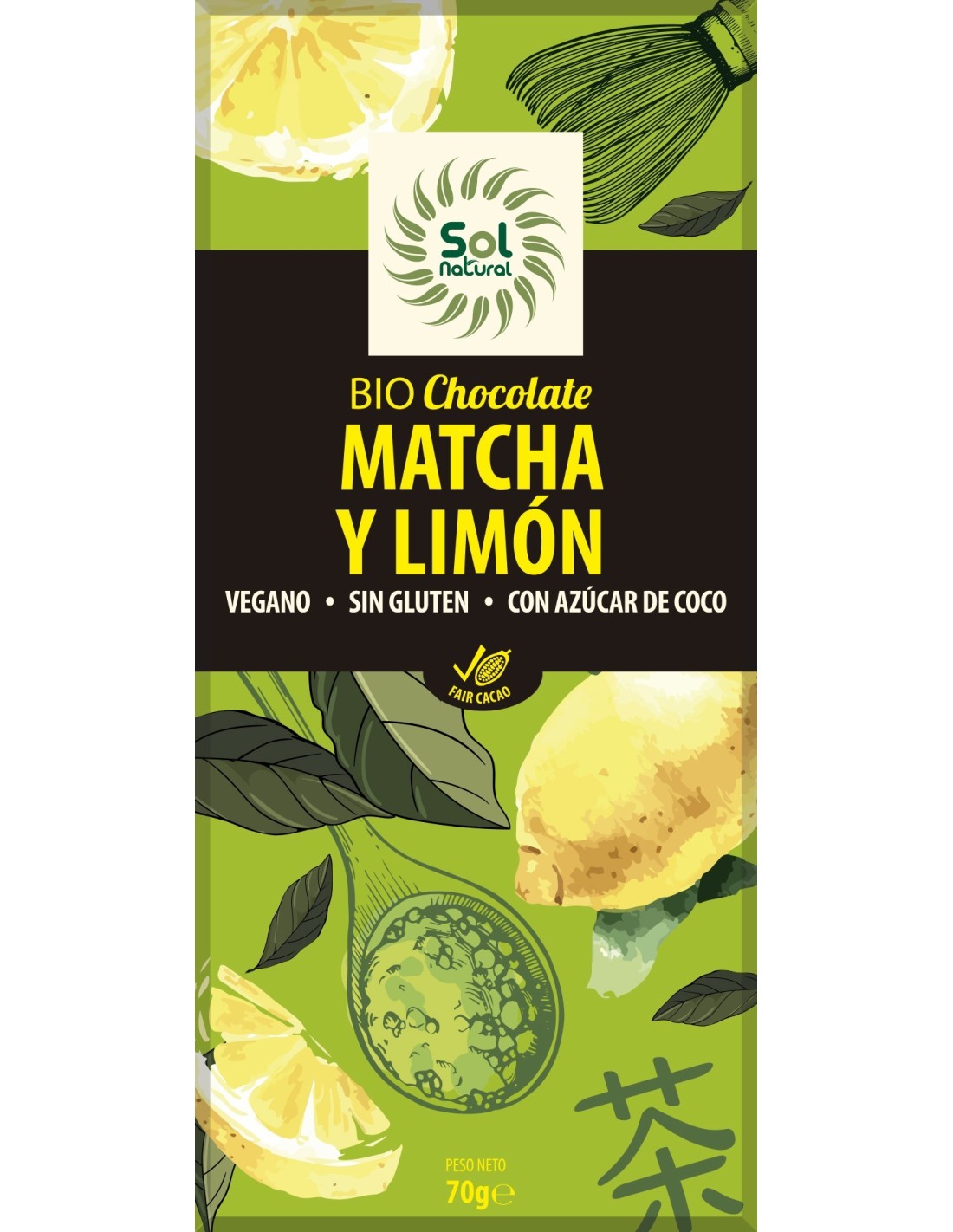 Tableta Chocolate Te Matcha Y Limon Bio 70 G de So