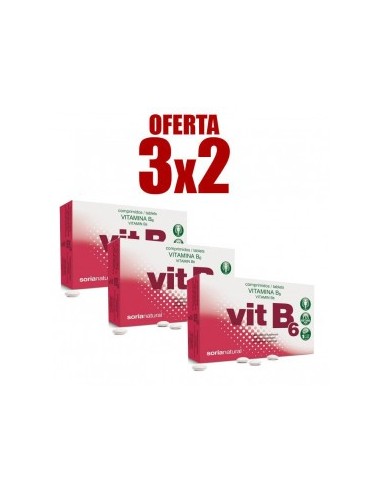 Pack 3X2 Retard Vitamina B6 48 Comprimidos de Soria Natural.