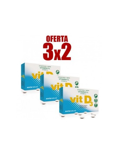 Pack 3X2 Retard Vitamina D3 48 Comprimidos de Soria Natural.