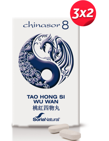 Pack 3X2 Chinasor 8 Tao Hong Si Wu Wan 30 Comprimidos de Soria Natural