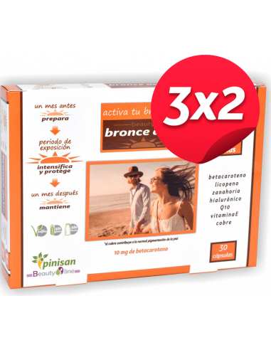 Pack 3x2 Bronce activ beautyline 30 cáps de Pinisan