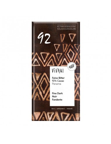 Chocolate Negro 92%  Panama Azucar Coco 100G Vegan Vivani