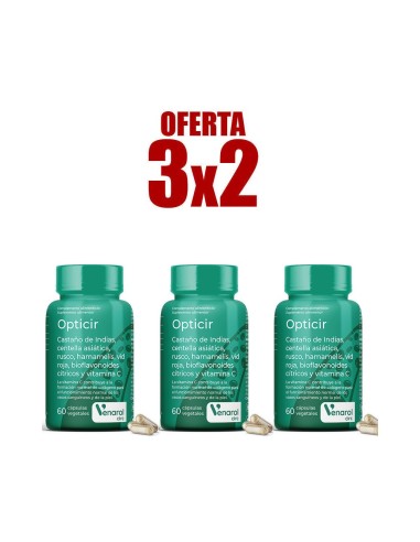 Pack 3x2 Opticir Castaño-Centella-Ruscus-Vid-Hamameli 60Cap