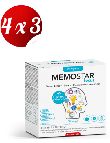 Pack 4x3 Memostar Focus 30 sobres de Intersa