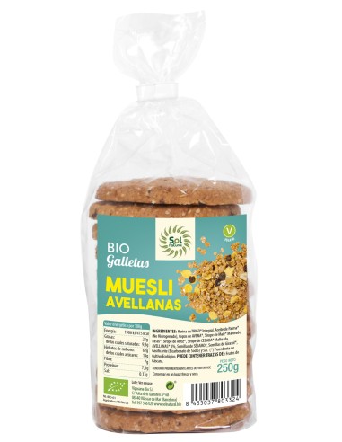 Galletas De Muesli Con Avellanas Bio 250 Gramos  Sol Natural