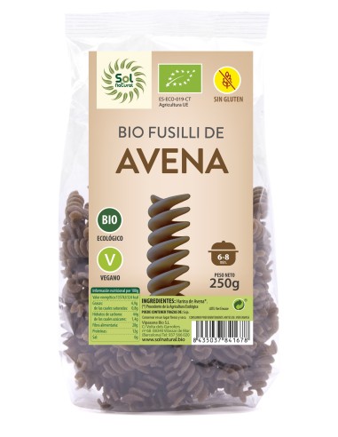 Fusilli De Avena Integral Sin Gluten Bio 250 Gramos  Sol Natural