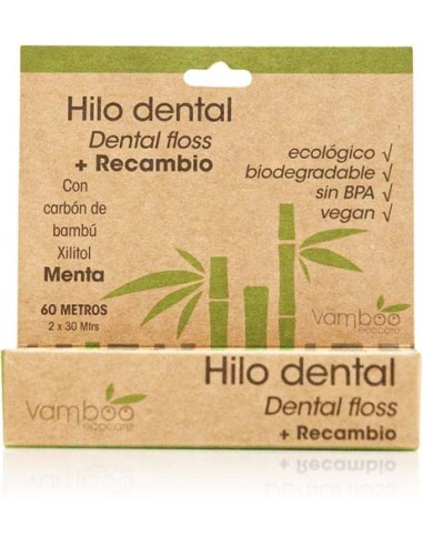 Hilo Dental Menta+Carbon Bambu + Xilitol Disponibl de Vamboo