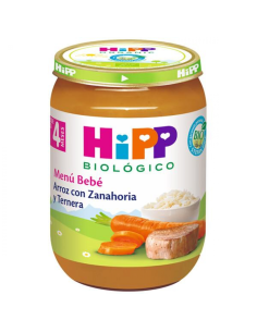 Hipp Potito Biológico. Verduras con pasta y jamón. Menú Bebé +6 meses.