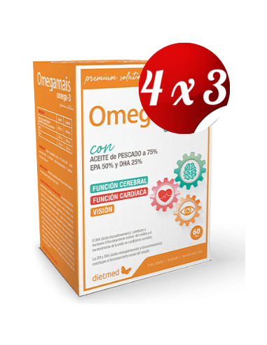 Pack 4x3 uds Omegamais Perlas 60 Capsulas De Dietmed