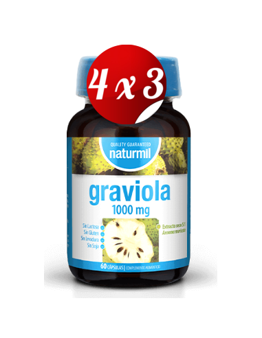 Pack 4x3 uds Graviola (Anona) 1000 Mg  60 Capsulas De Dietmed