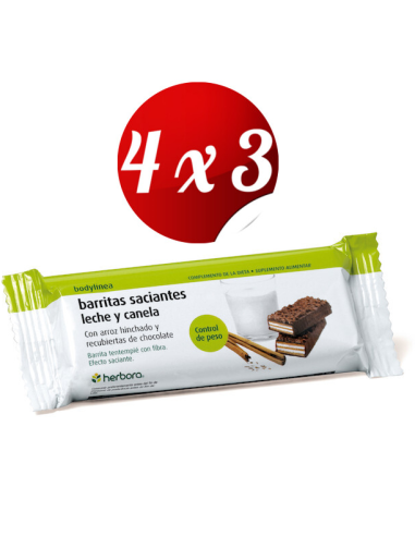 Pack 4x3 Caja 24 Uds Barritas Leche Canela 35 Gramos de Herbora