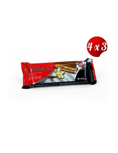 Pack 4x3 Caja 24 Uds Barritas Proteicas Choco Leche Y Vainilla 47 Gramos de Herbora