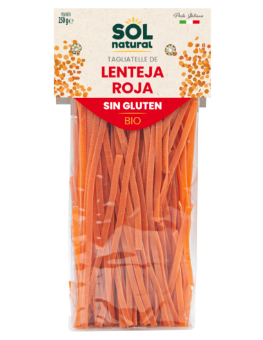 Tagliatelle De Lenteja Roja Sin Gluten Bio 250 Gramos  Sol Natural