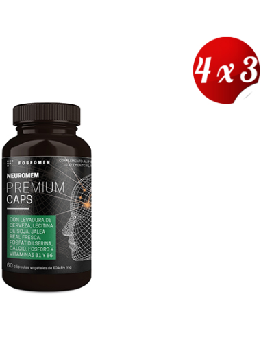 Pack 4x3 Neuromem Premium 60 Capsulas Vegetales de Herbora