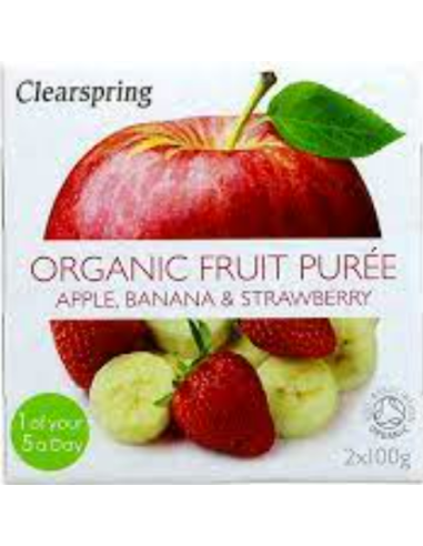 Compota De Manzana Plátano Y Fresa Bio 2 x 100 g de Clearspring