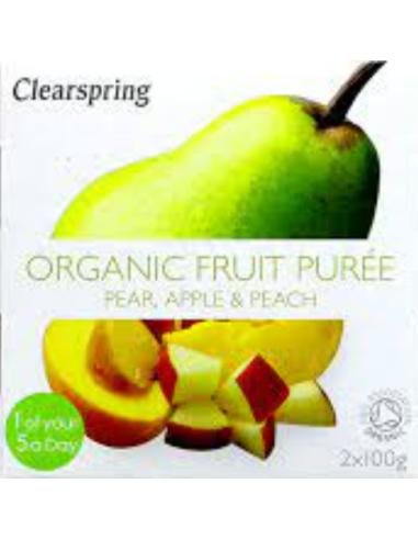 Compota De Pera Manzana Y Melocotón Bio 2 x 100 g de Clearspring