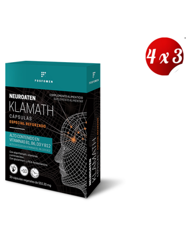 Pack 4x3 Neuroaten Klamath 30 Capsulas Vegetales de Herbora