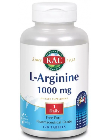 Kal L-Arginine A/R 1000 Mg. - 120 Comprimidos de Kal