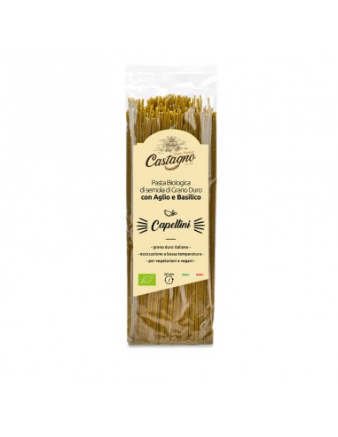 CAPELLINI DE TRIGO ALBAHACA Y AJO 500 g de Castagno