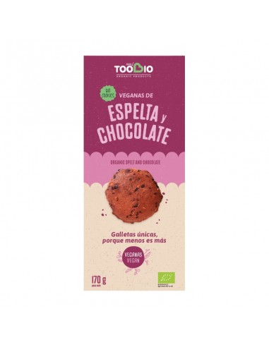 Cookies veganas ecológicas de Espelta y Chocolate  170 g de Toobio