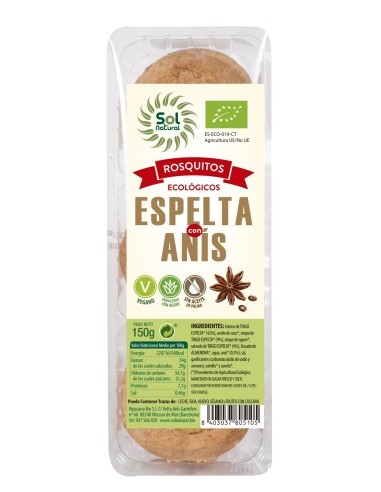 Pack 20 Uds. Rosquitos De Espelta Con Anís Bio 150 g  de Solnatural