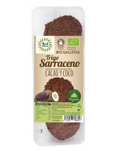 Pack 9 Uds. Galletas De T.Sarraceno Cacao-Coco Bio 175 g  de Solnatural