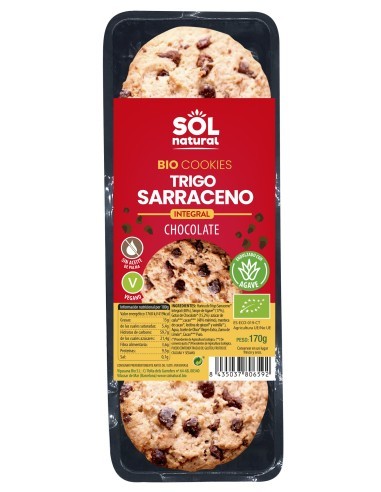 Pack 9 Uds. Cookies Trigo Sarraceno Y Chocolate Bio 170 g  de Solnatural