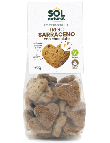 Pack 9 Uds. Corazones T. Sarraceno Chocolate Y Sirope Maíz Bio 250 g  de Solnatural