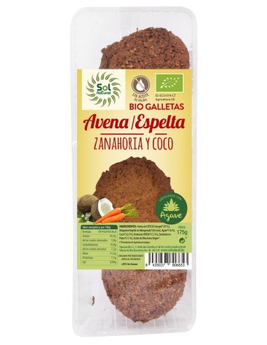 Pack 9 Uds. Galletas De Espelta-Avena Zanahoria Coco 175 g  de Solnatural