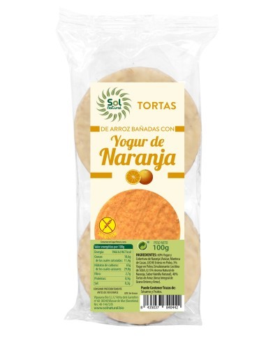 Pack 12 Uds. Tortas De Arroz Y Yogur Con Naranja 100 g  de Solnatural